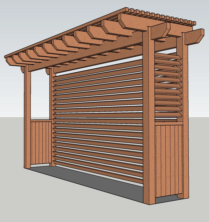 Modélisation 3D d'un abris à bois en bois